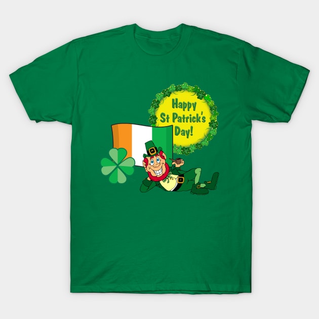 Saint Patricks Day Leprechaun T Shirt for proud Irish Shamrock T-Shirt by gdimido